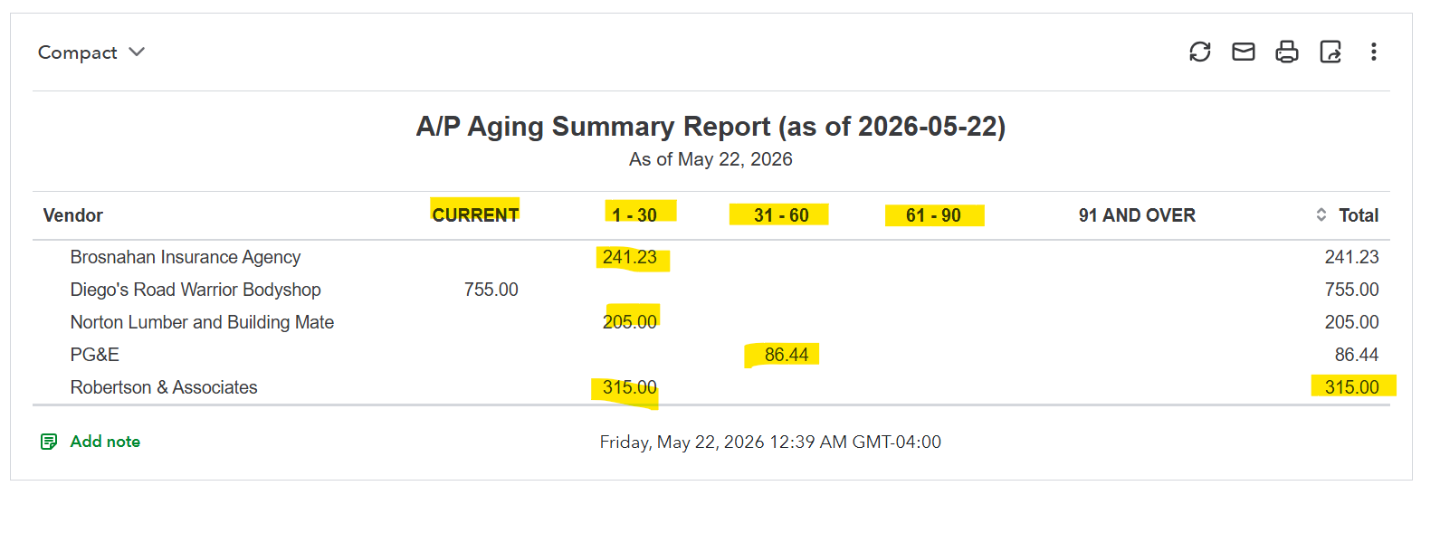 Accounts Payable Review screenshot