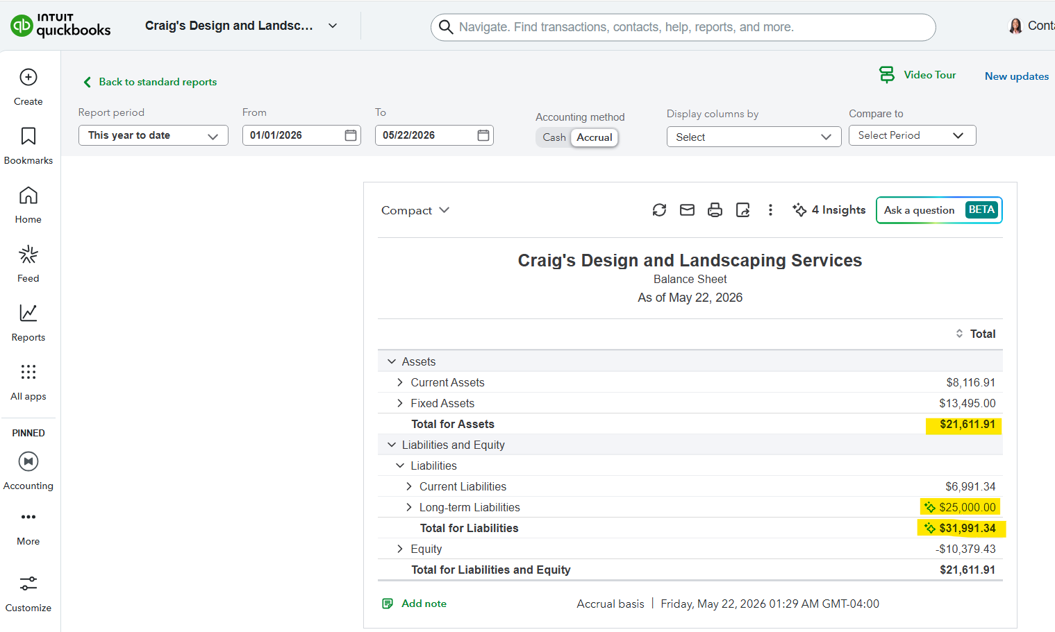 Balance Sheet screenshot