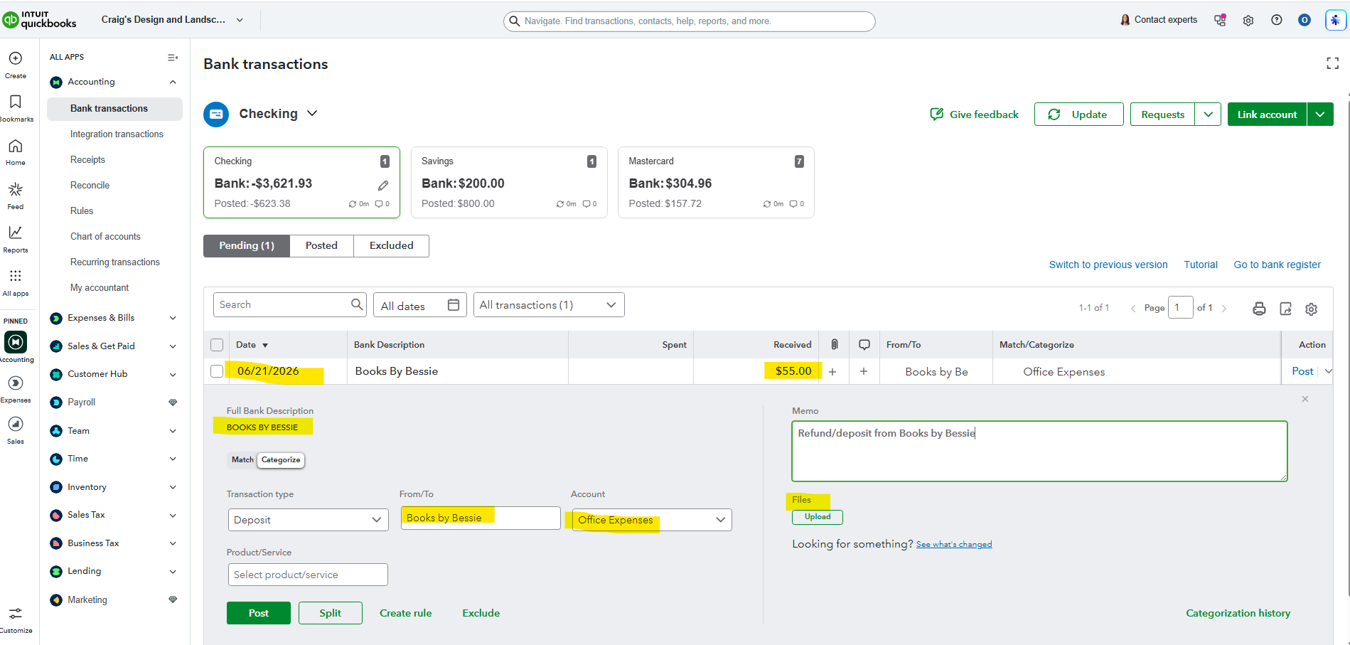 Categorize Income and Expenses screenshot