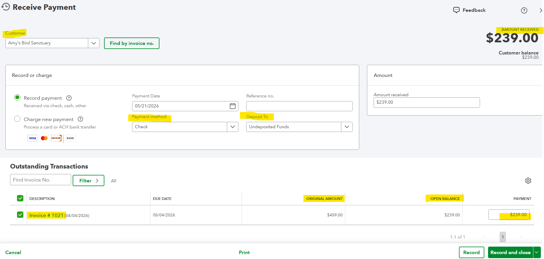 Customer Payments screenshot